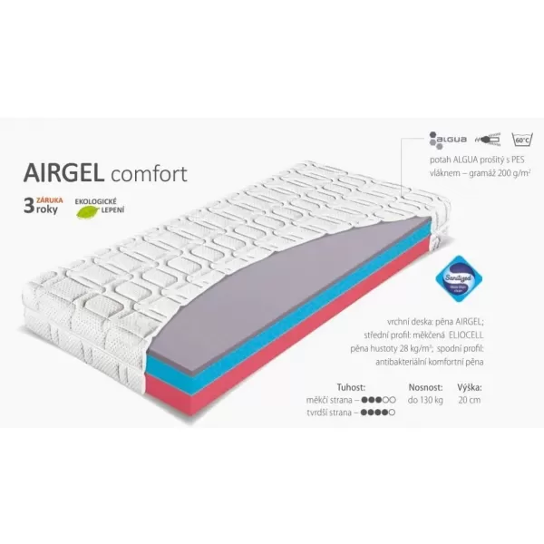 Materasso Matrace AIRGEL Comfort 1+1 Zdarma
